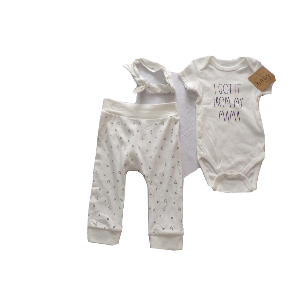 Rae Dunn Baby 3 pcs One piece, Leggings and Headband Size 6-9 mo NWT